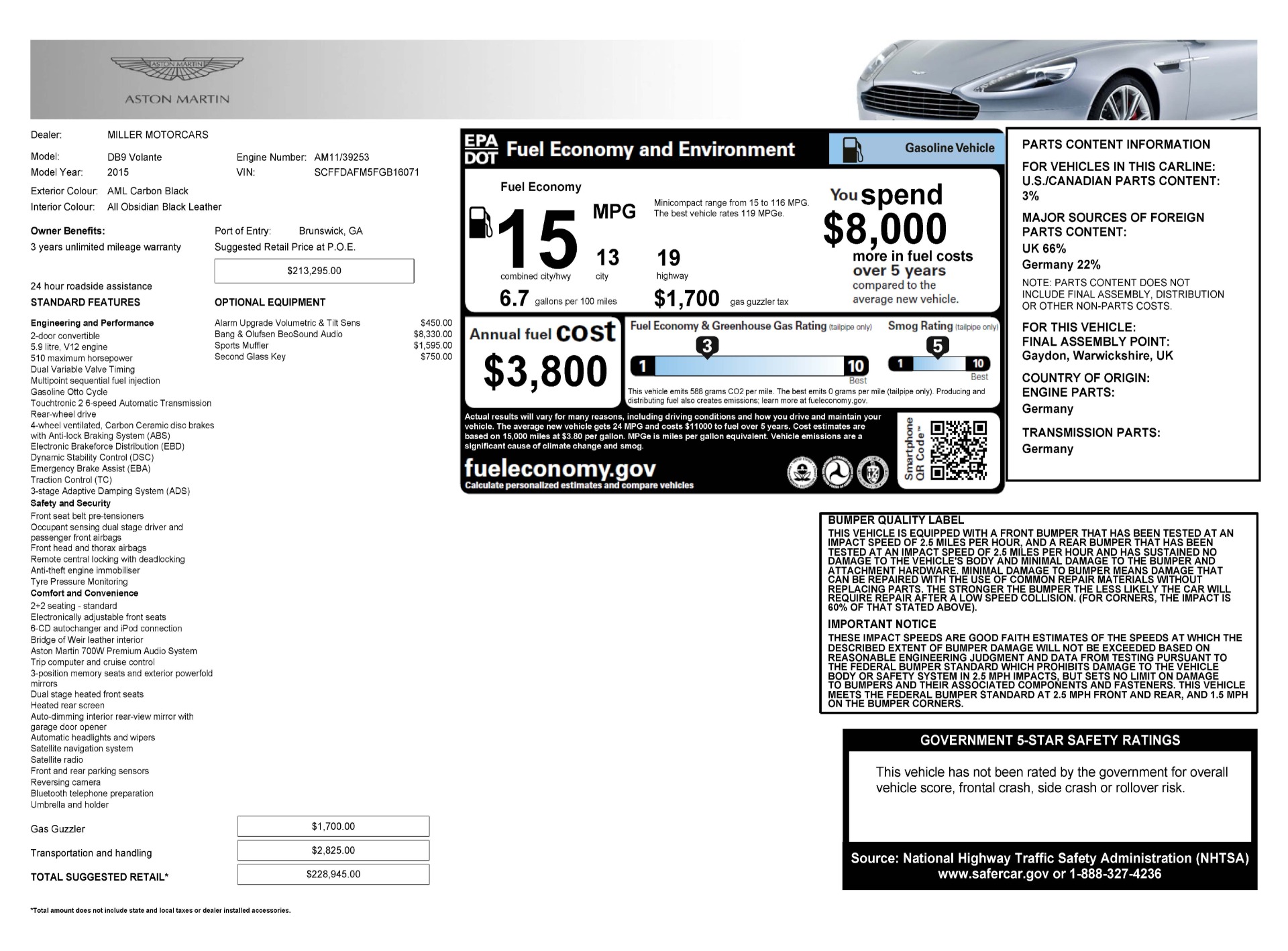 Used 2015 Aston Martin DB9 Volante | St. Petersburg, FL