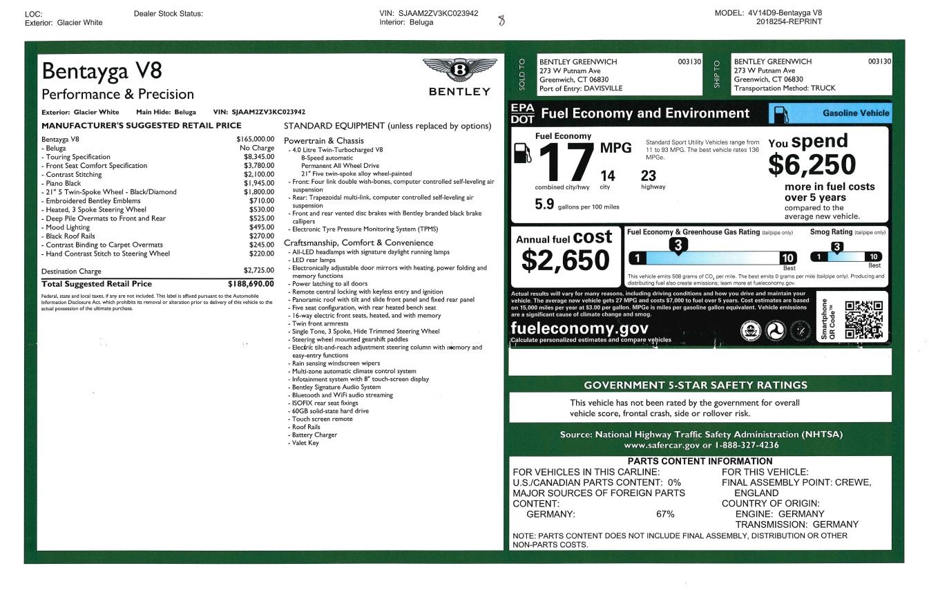 Used 2019 Bentley Bentayga V8 | St. Petersburg, FL