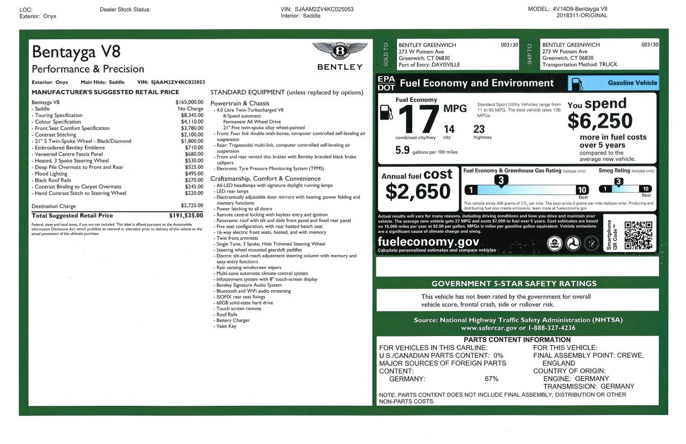 Used 2019 Bentley Bentayga V8 | St. Petersburg, FL