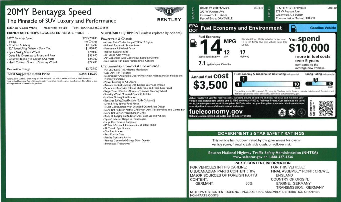 New 2020 Bentley Bentayga Speed | St. Petersburg, FL