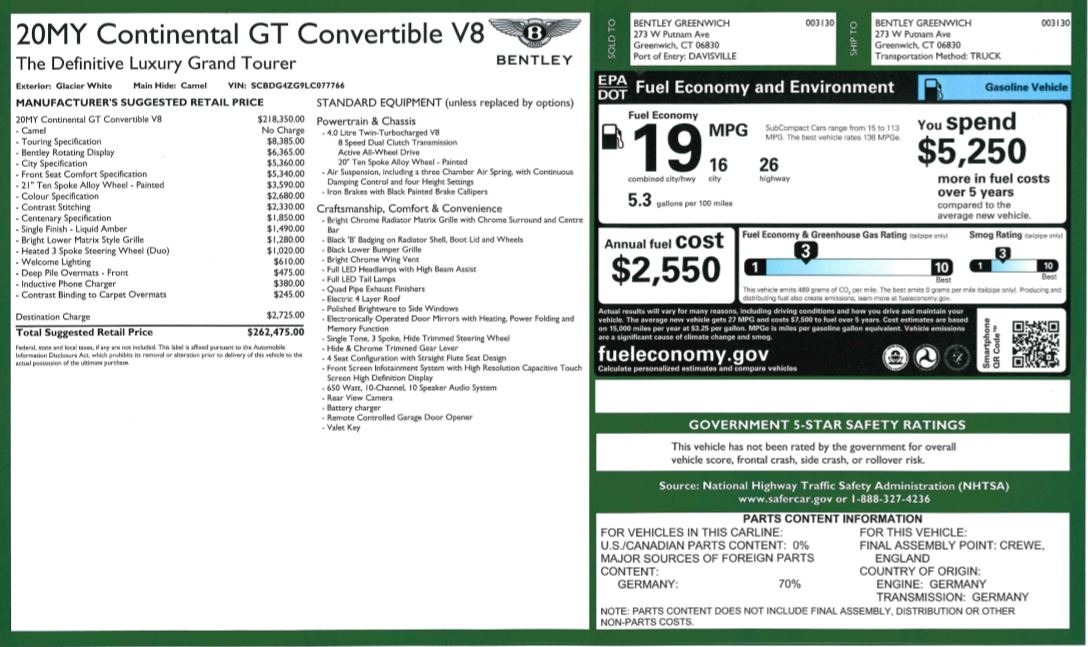 New 2020 Bentley Continental GT Convertible V8 | St. Petersburg, FL
