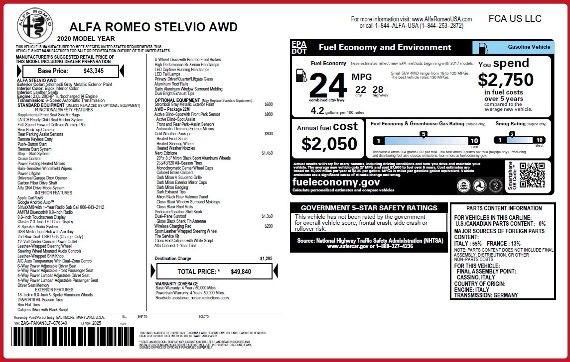 Used 2020 Alfa Romeo Stelvio Q4 | St. Petersburg, FL