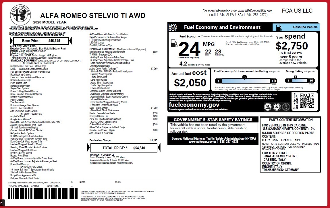 New 2020 Alfa Romeo Stelvio Ti Q4 | St. Petersburg, FL