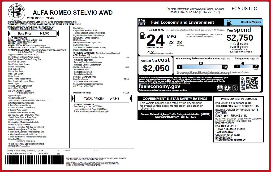 New 2020 Alfa Romeo Stelvio Q4 | St. Petersburg, FL