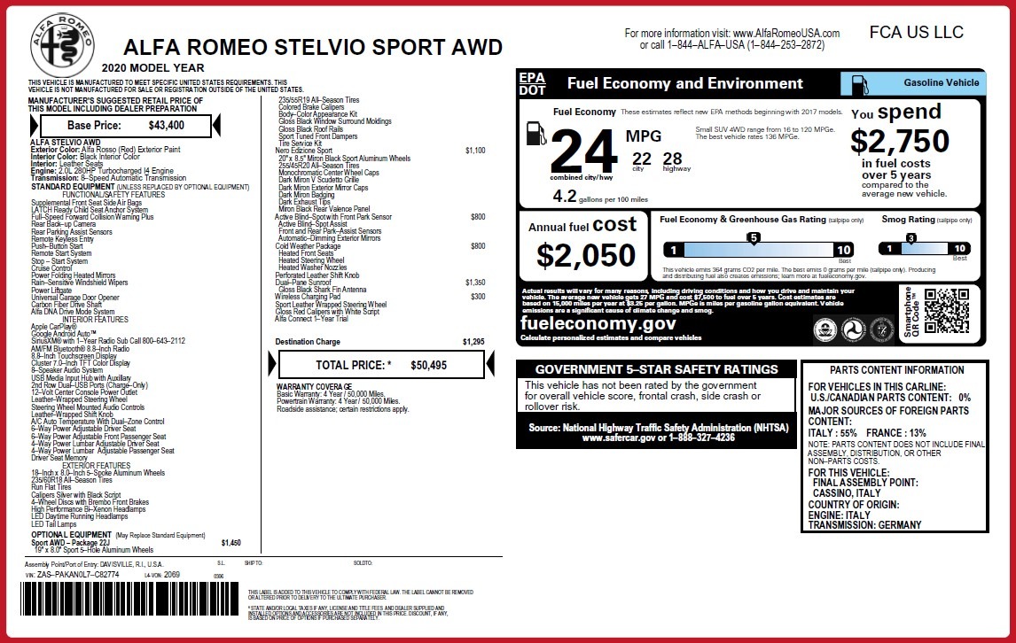 New 2020 Alfa Romeo Stelvio Sport Q4 | St. Petersburg, FL