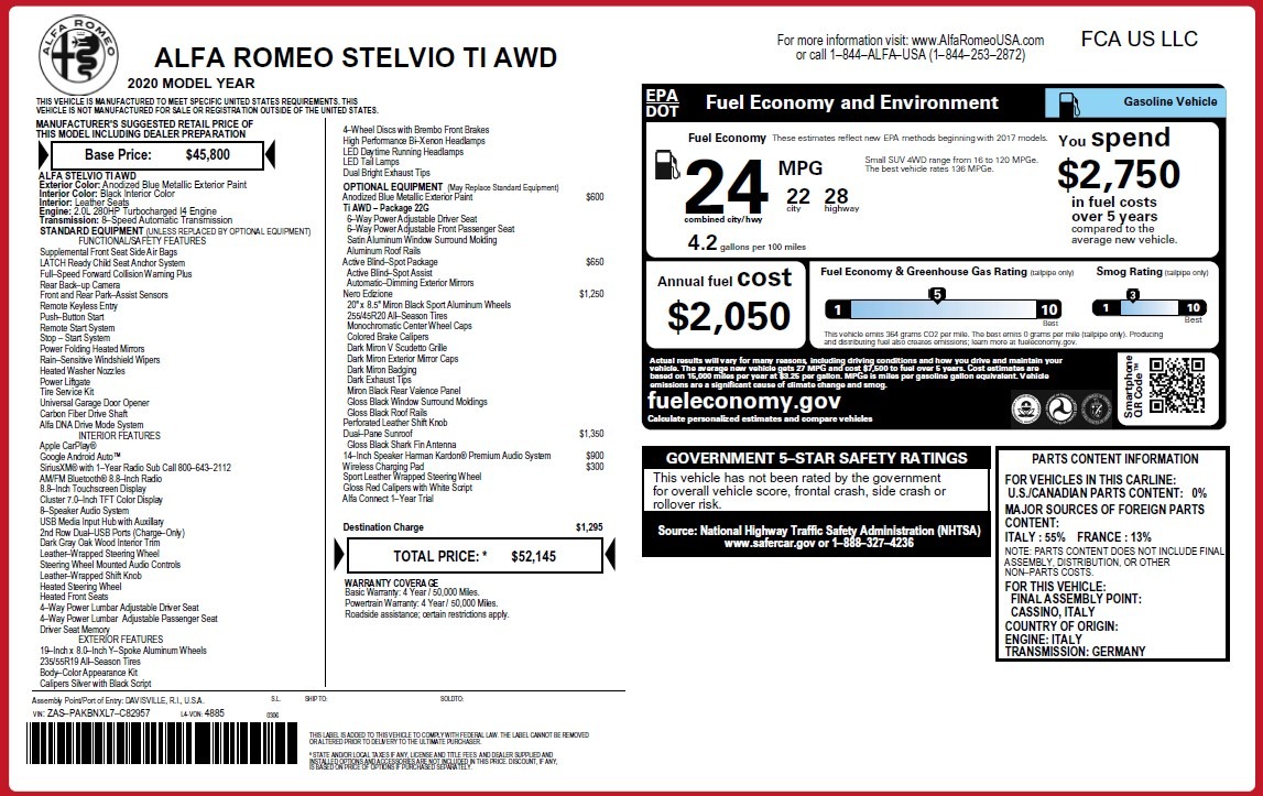 New 2020 Alfa Romeo Stelvio Ti Q4 | St. Petersburg, FL