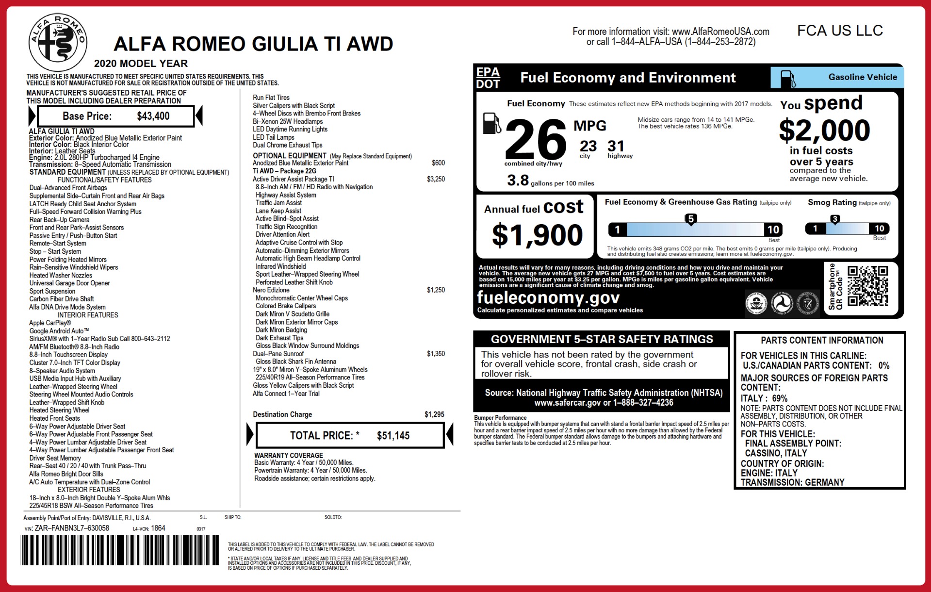 New 2020 Alfa Romeo Giulia Ti Q4 | St. Petersburg, FL