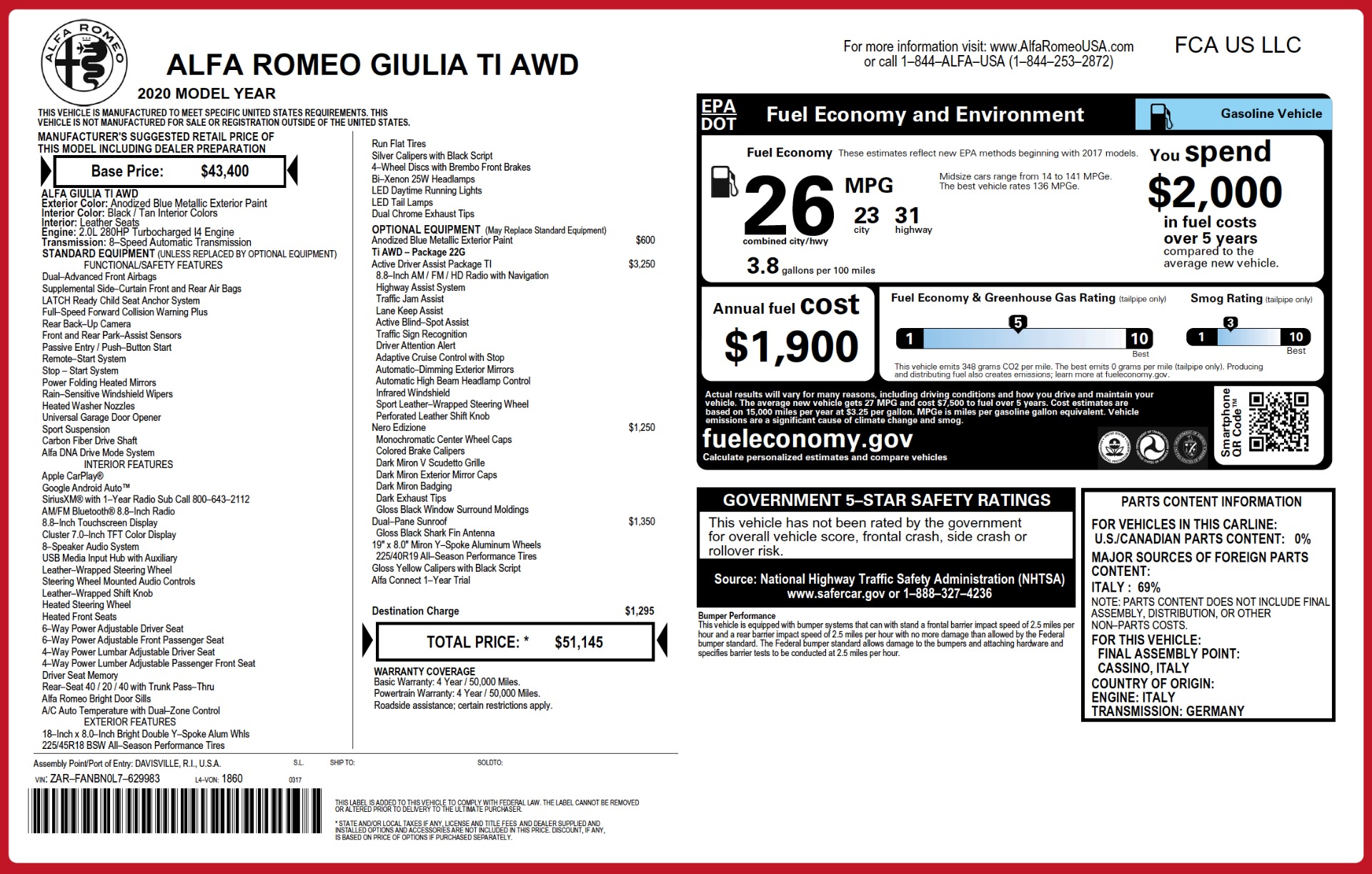 New 2020 Alfa Romeo Giulia Ti Q4 | St. Petersburg, FL