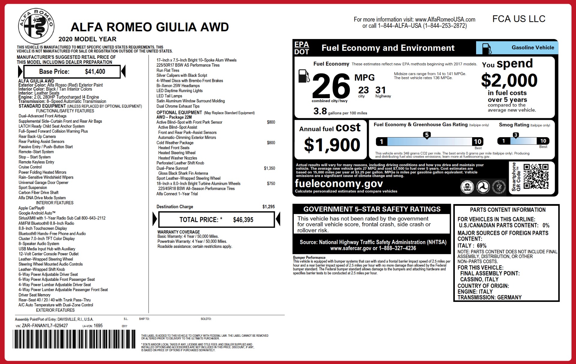 New 2020 Alfa Romeo Giulia Q4 | St. Petersburg, FL