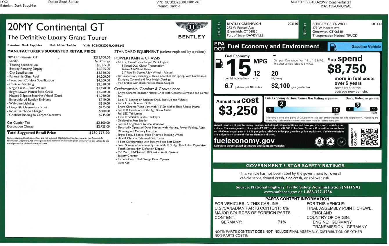 New 2020 Bentley Continental GT W12 | St. Petersburg, FL