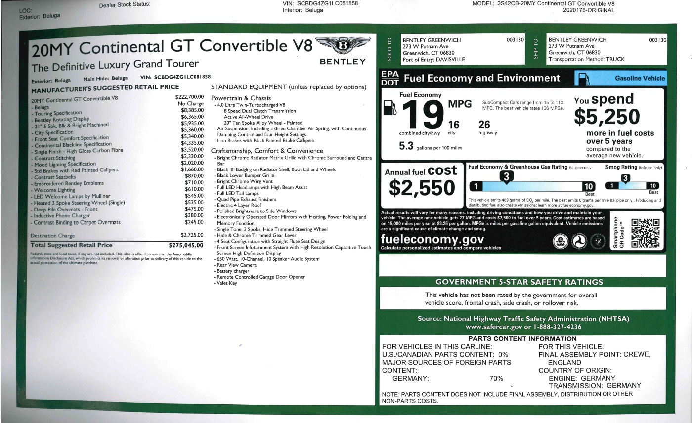 New 2020 Bentley Continental GTC V8 | St. Petersburg, FL