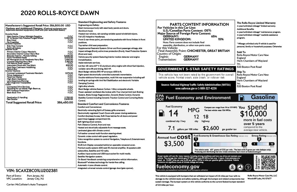 Used 2020 Rolls-Royce Dawn | St. Petersburg, FL