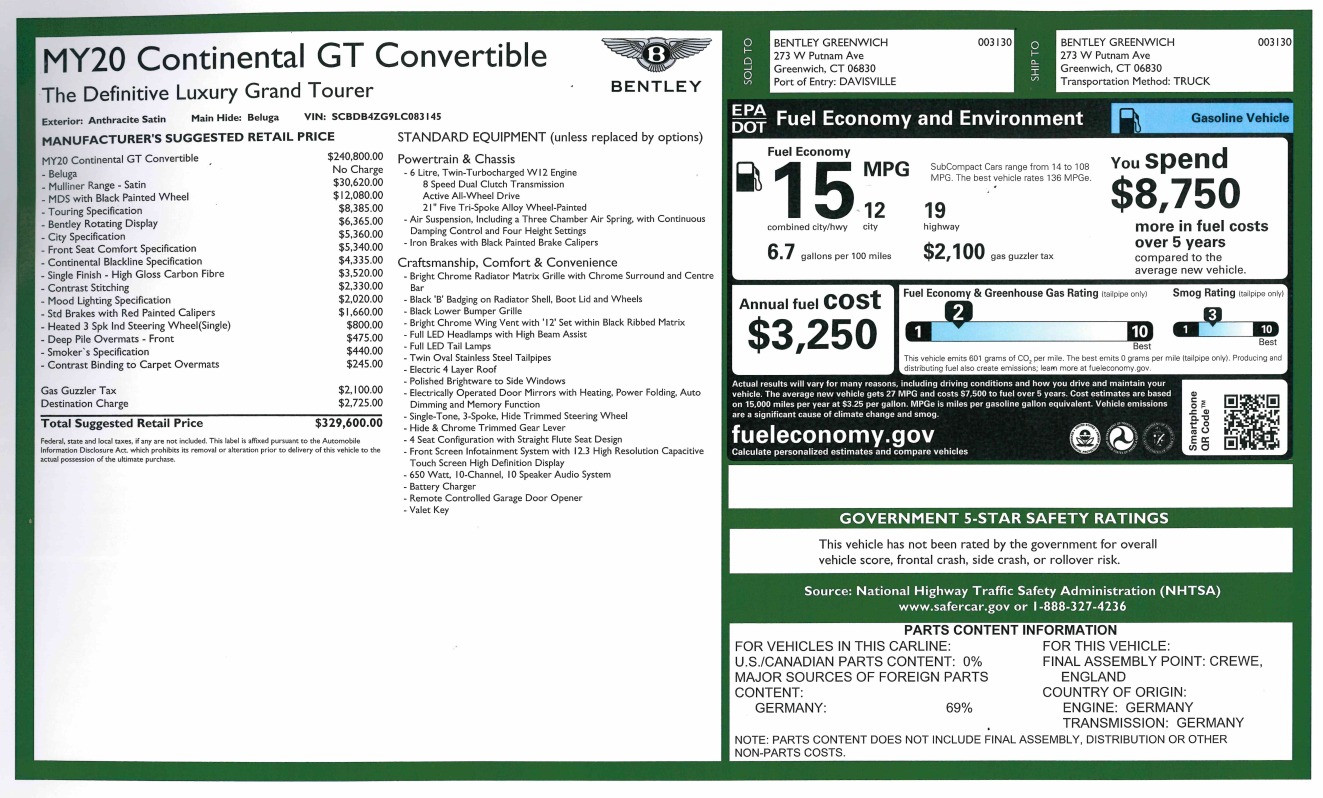 Used 2020 Bentley Continental GTC W12 | St. Petersburg, FL