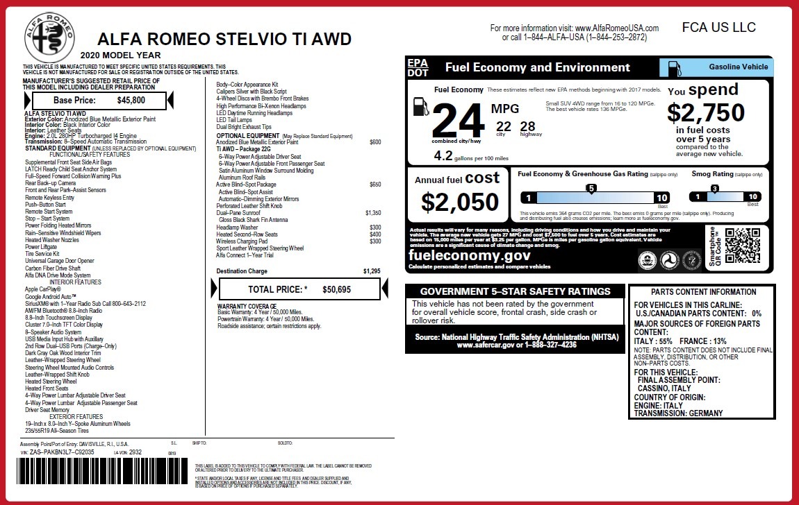 New 2020 Alfa Romeo Stelvio Ti Q4 | St. Petersburg, FL