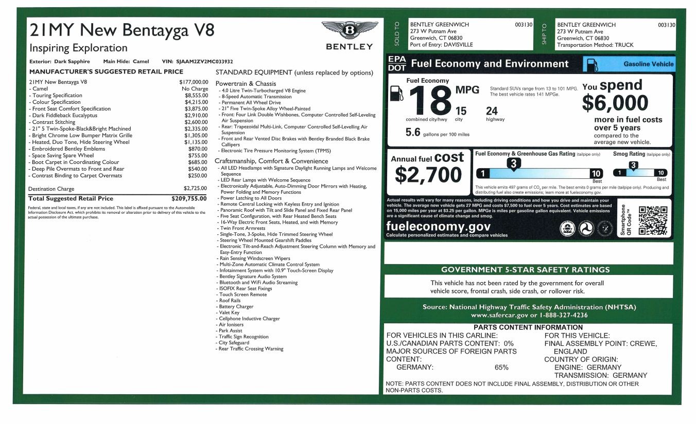 New 2021 Bentley Bentayga V8 | St. Petersburg, FL