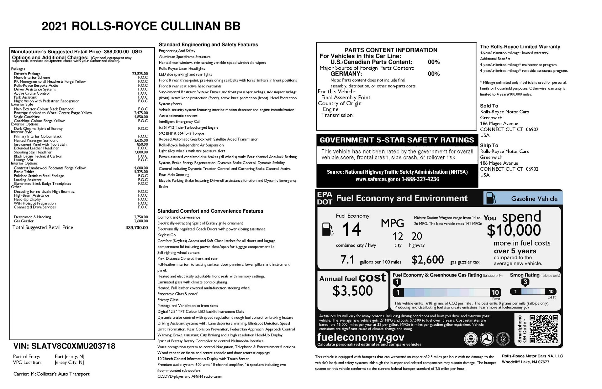 New 2021 Rolls-Royce Cullinan Black Badge | St. Petersburg, FL