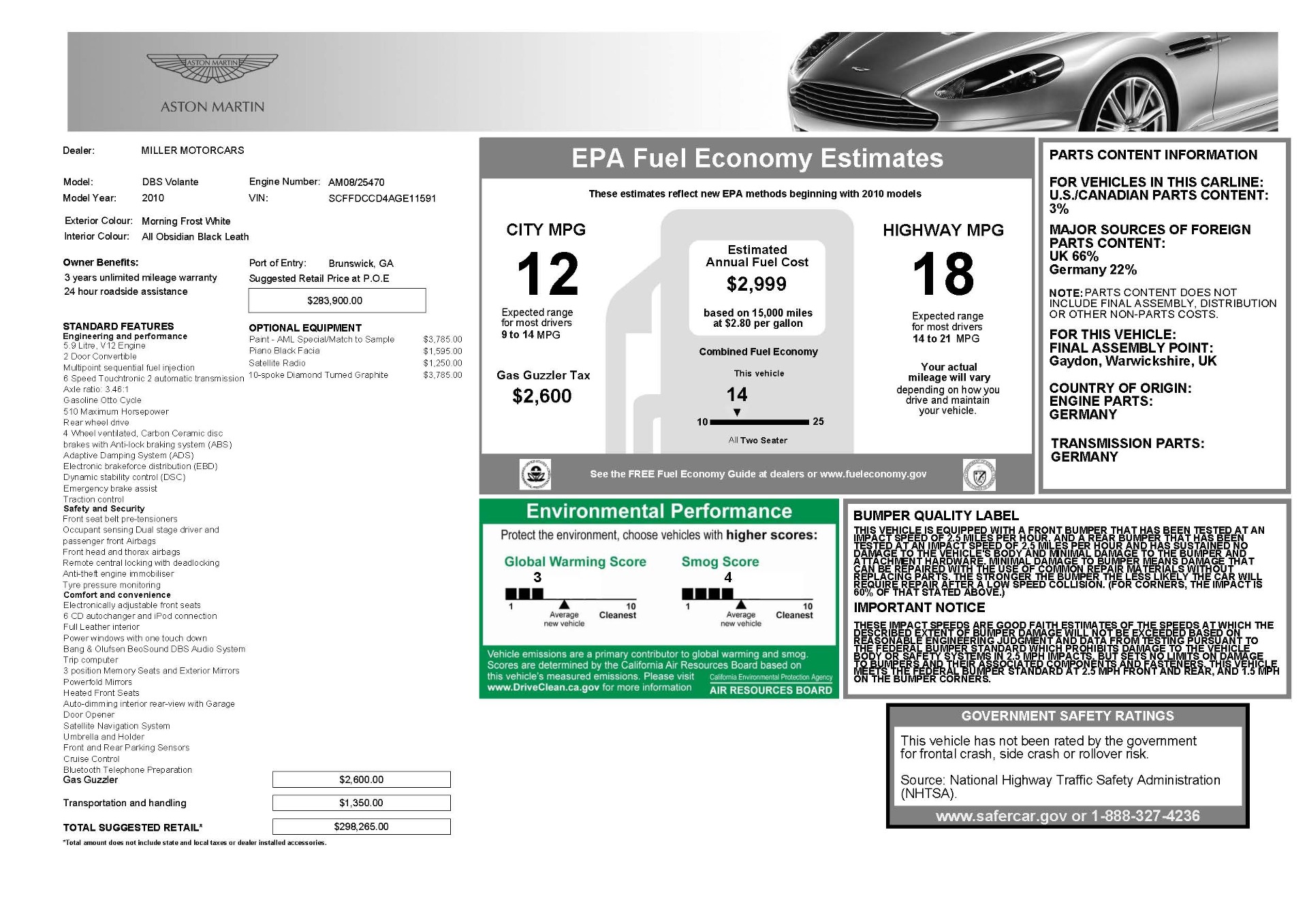 Used 2010 Aston Martin DBS Volante | St. Petersburg, FL