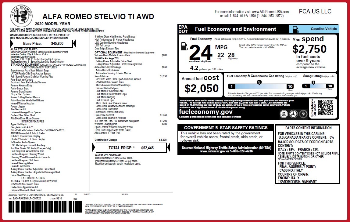 New 2020 Alfa Romeo Stelvio Ti Q4 | St. Petersburg, FL
