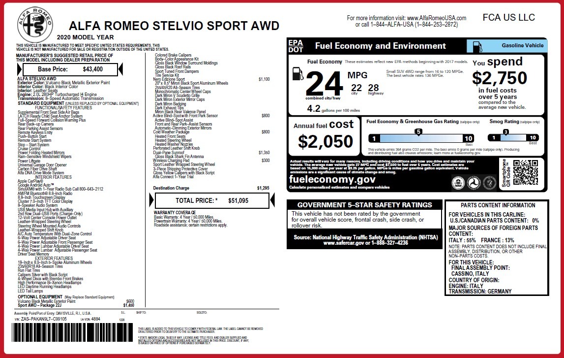 New 2020 Alfa Romeo Stelvio Sport Q4 | St. Petersburg, FL