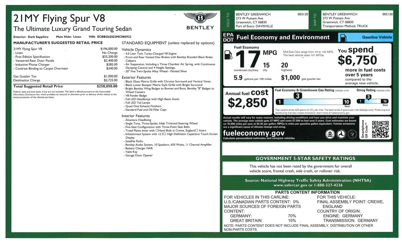 New 2021 Bentley Flying Spur V8 First Edition | St. Petersburg, FL