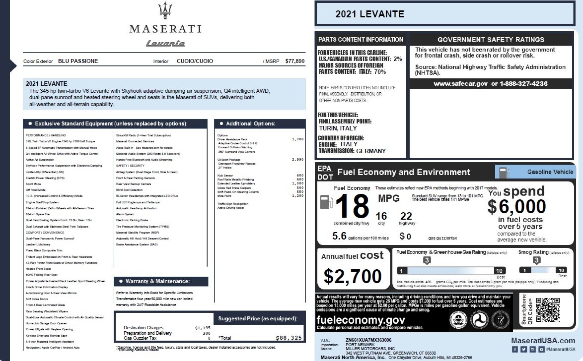 New 2021 Maserati Levante Q4 | St. Petersburg, FL