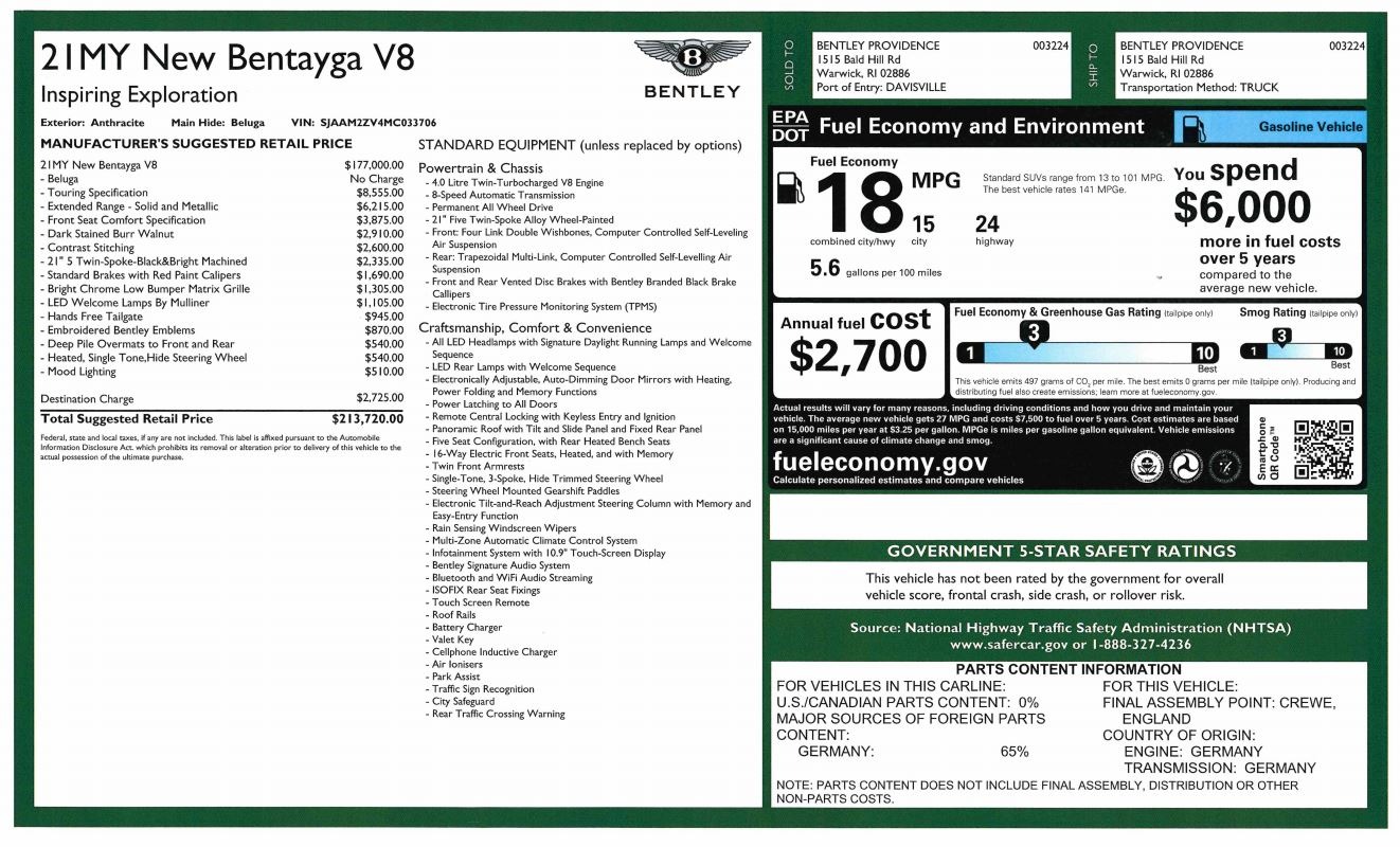 New 2021 Bentley Bentayga V8 | St. Petersburg, FL