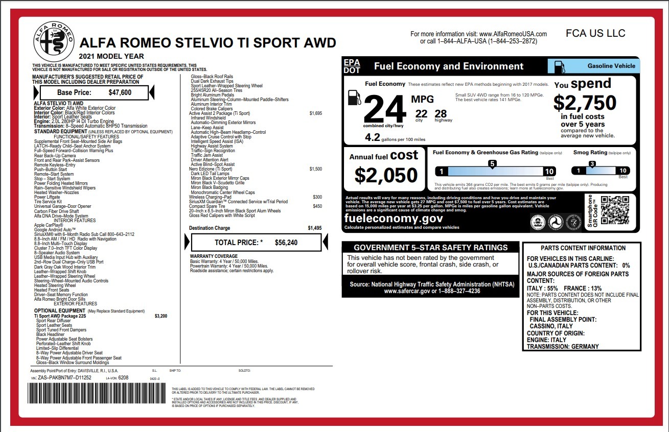Used 2021 Alfa Romeo Stelvio Ti Sport Q4 | St. Petersburg, FL