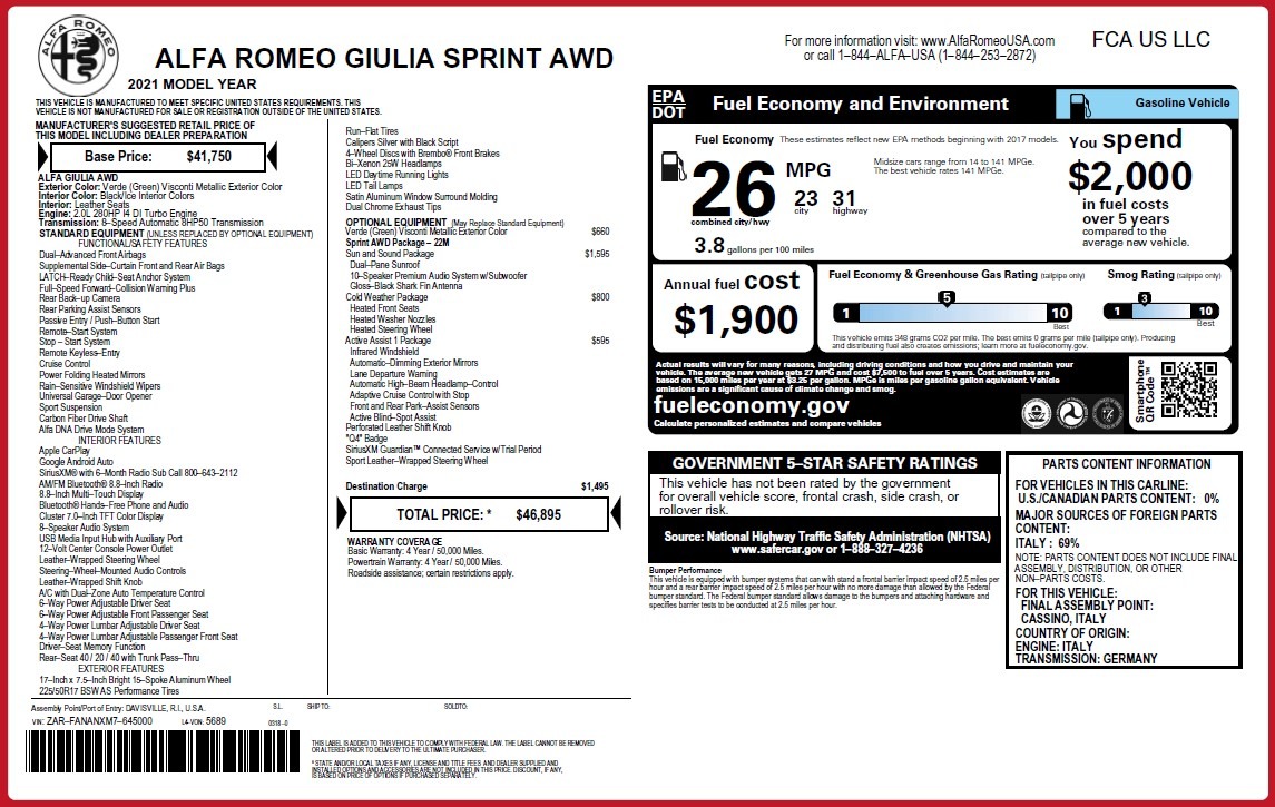 New 2021 Alfa Romeo Giulia Q4 | St. Petersburg, FL