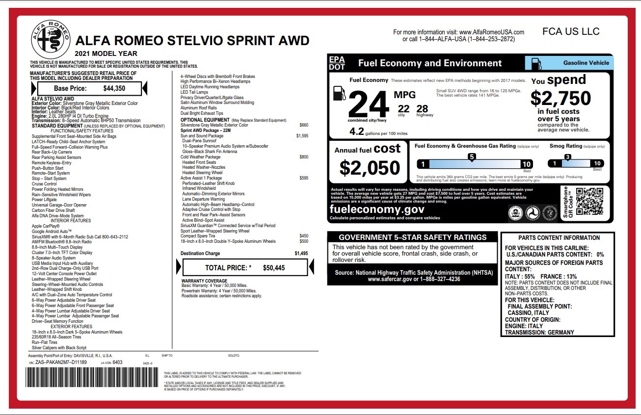 New 2021 Alfa Romeo Stelvio Q4 | St. Petersburg, FL