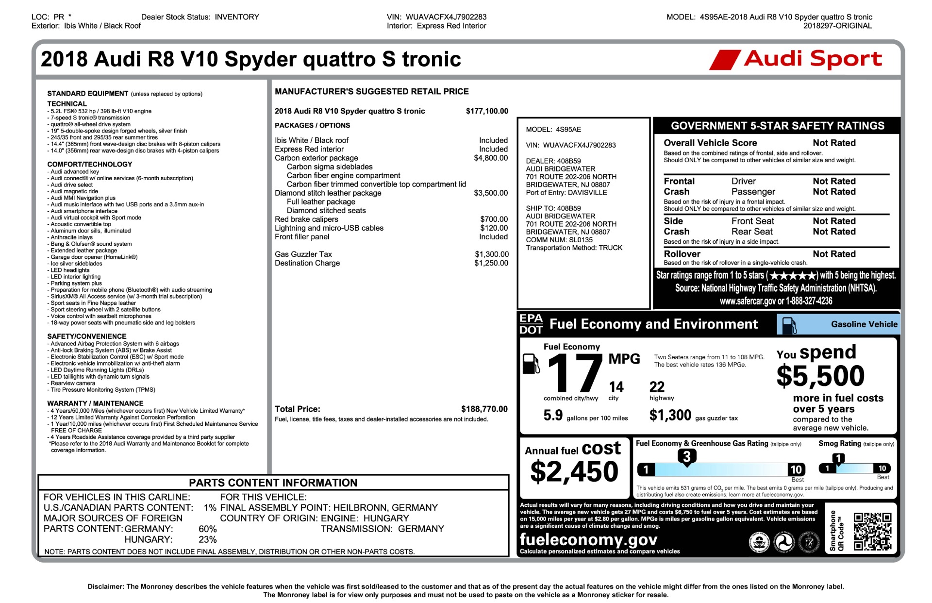 Used 2018 Audi R8 Spyder | St. Petersburg, FL