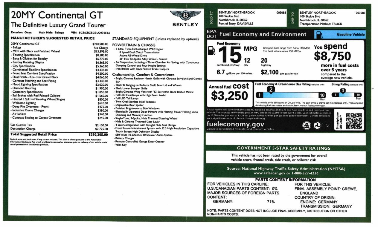 Used 2020 Bentley Continental GT W12 | St. Petersburg, FL
