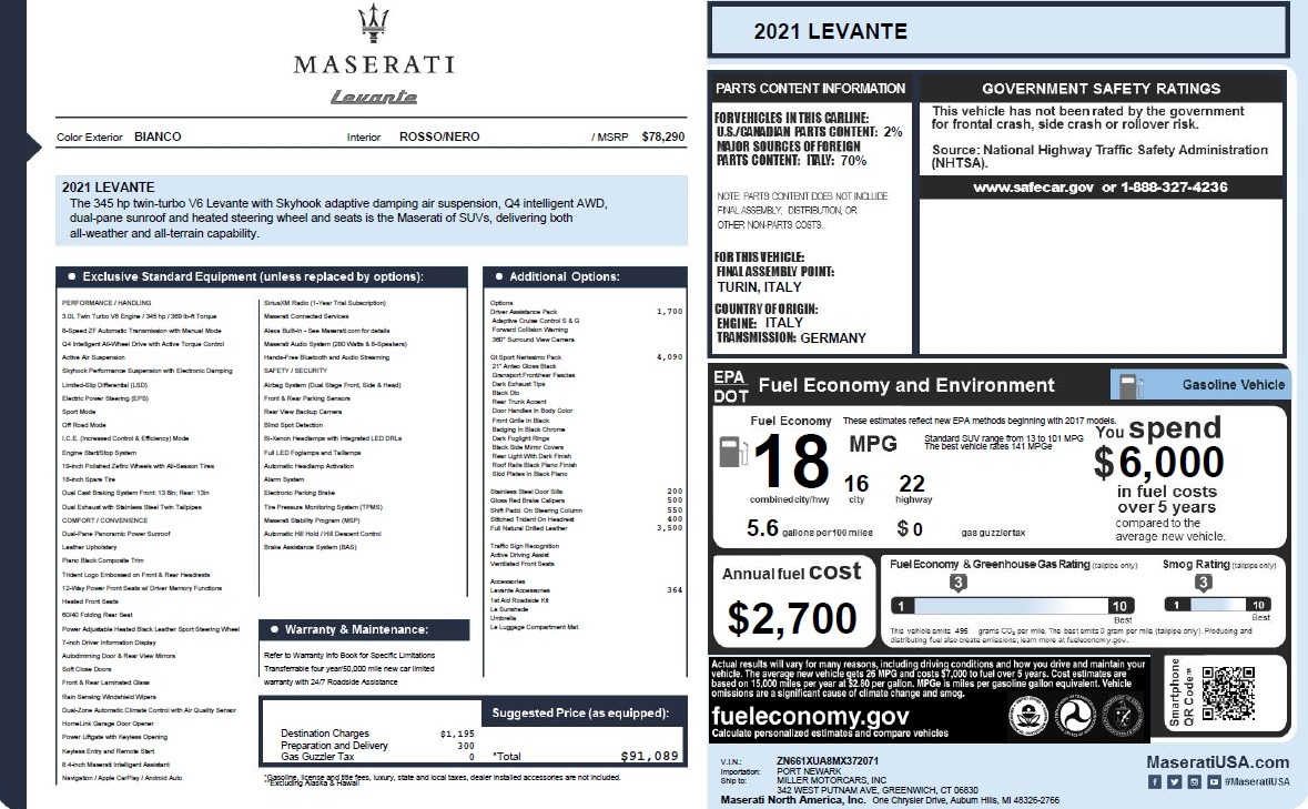 New 2021 Maserati Levante Q4 | St. Petersburg, FL