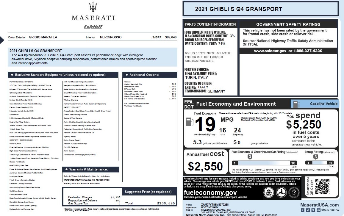 Used 2021 Maserati Ghibli S Q4 GranSport | St. Petersburg, FL