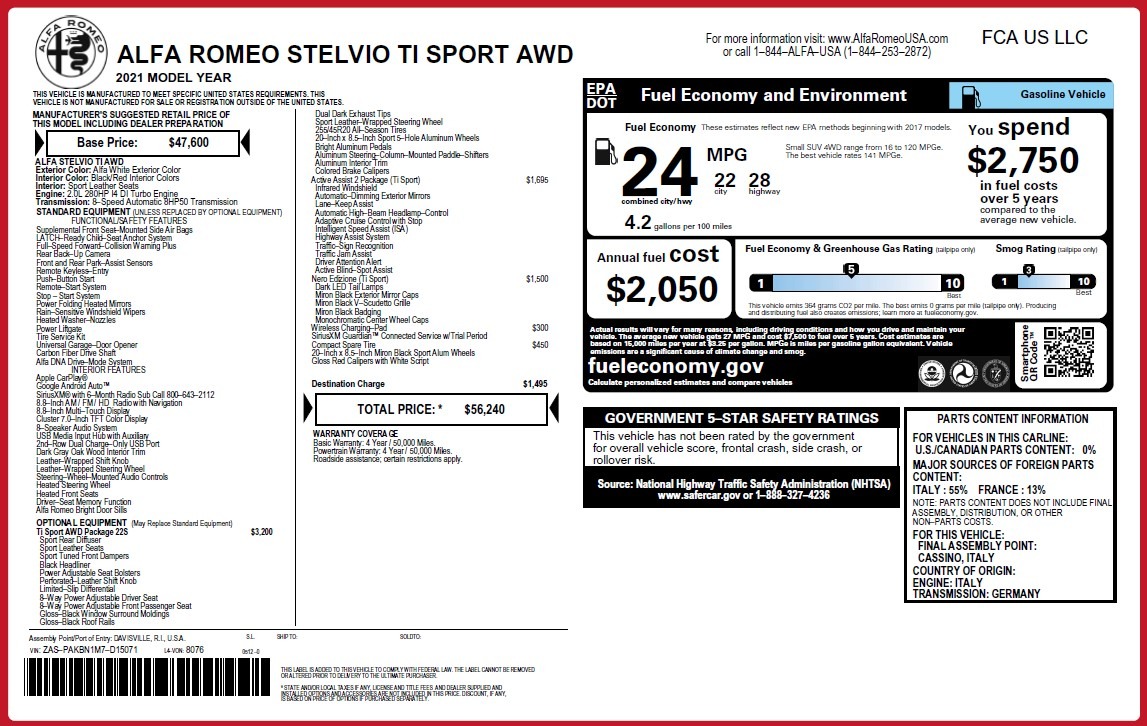 New 2021 Alfa Romeo Stelvio Ti Sport Q4 | St. Petersburg, FL