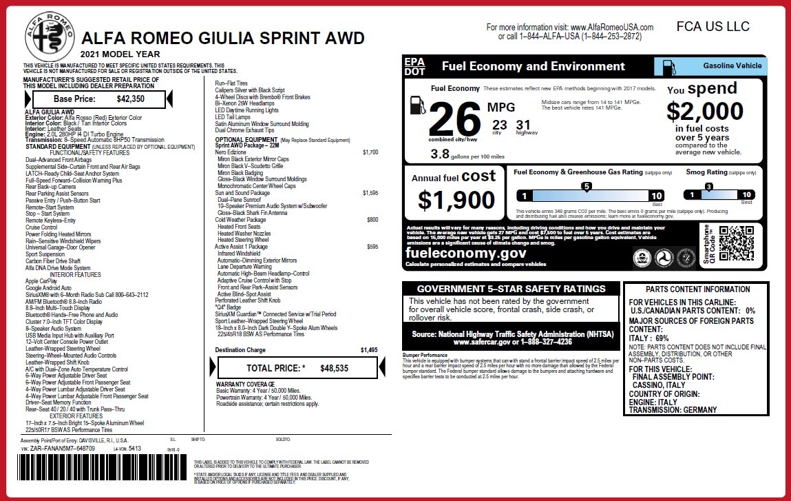 New 2021 Alfa Romeo Giulia Q4 | St. Petersburg, FL