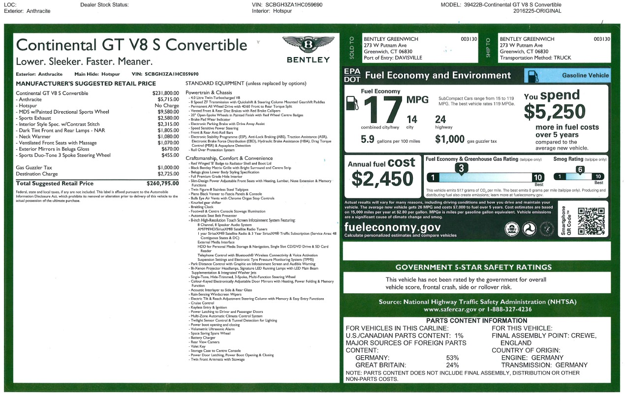 Used 2017 Bentley Continental GT V8 S | St. Petersburg, FL