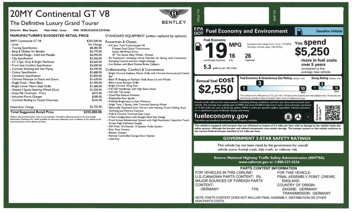 Used 2020 Bentley Continental GT V8 | St. Petersburg, FL