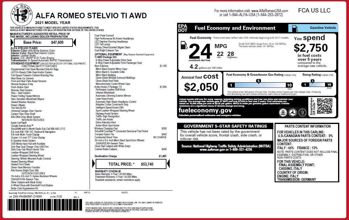 New 2021 Alfa Romeo Stelvio Ti Q4 | St. Petersburg, FL