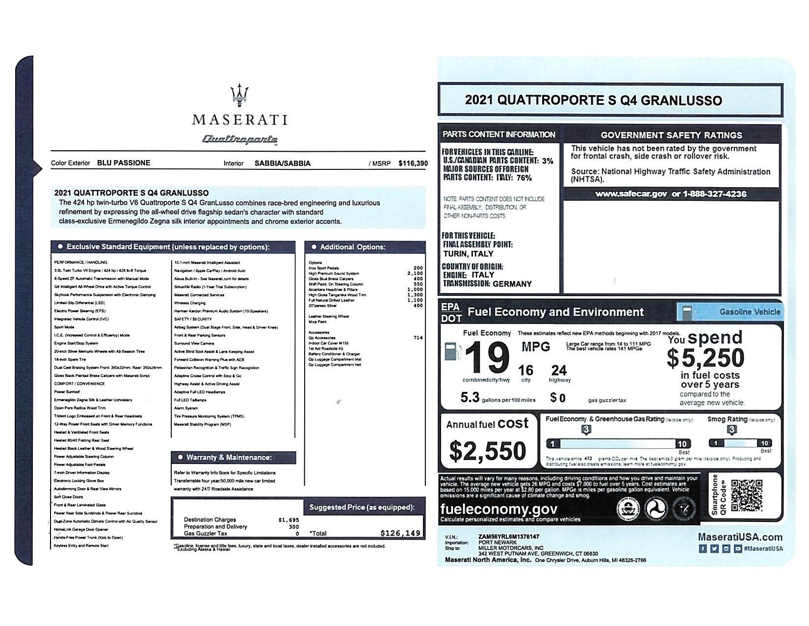 New 2021 Maserati Quattroporte S Q4 GranLusso | St. Petersburg, FL