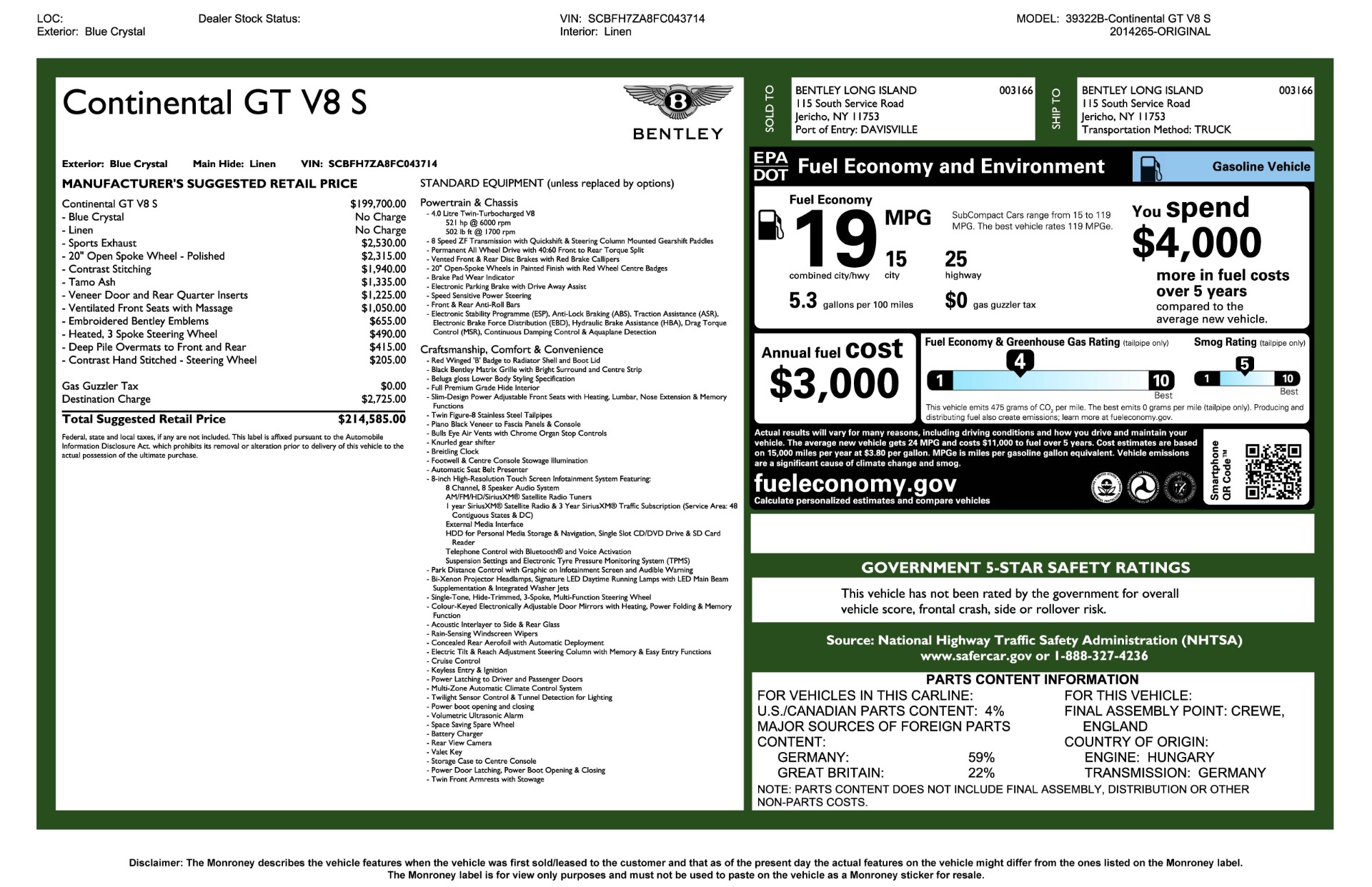Used 2015 Bentley Continental GT V8 S | St. Petersburg, FL