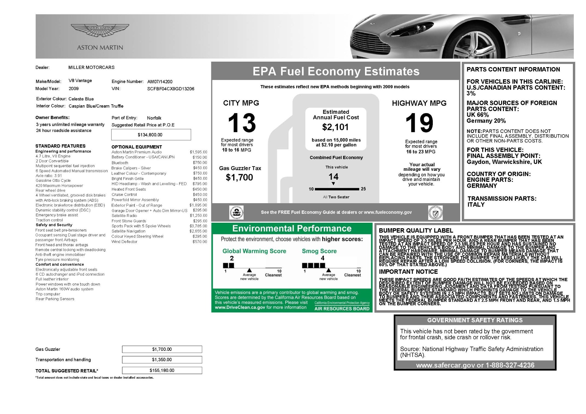 Used 2009 Aston Martin V8 Vantage Roadster | St. Petersburg, FL