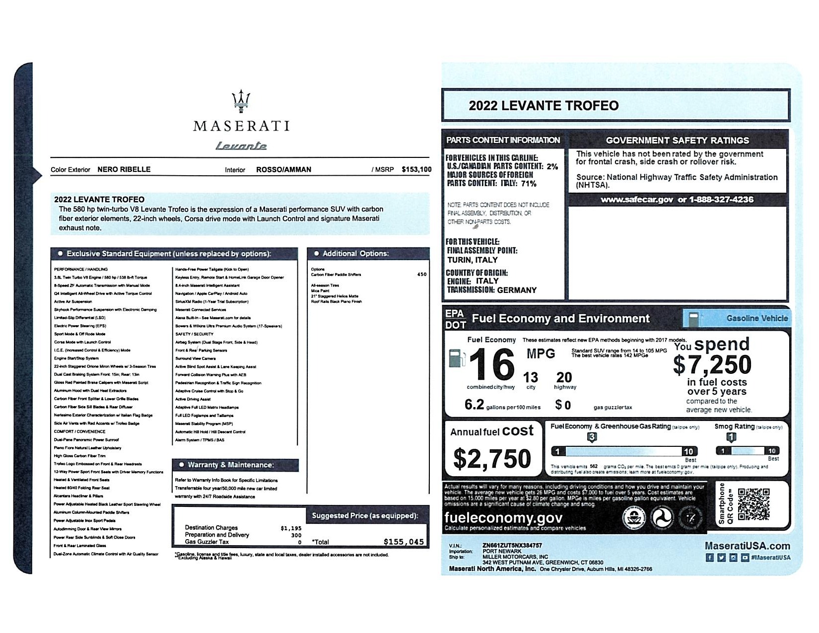 New 2022 Maserati Levante Trofeo | St. Petersburg, FL