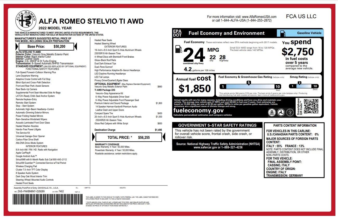 New 2022 Alfa Romeo Stelvio Ti | St. Petersburg, FL