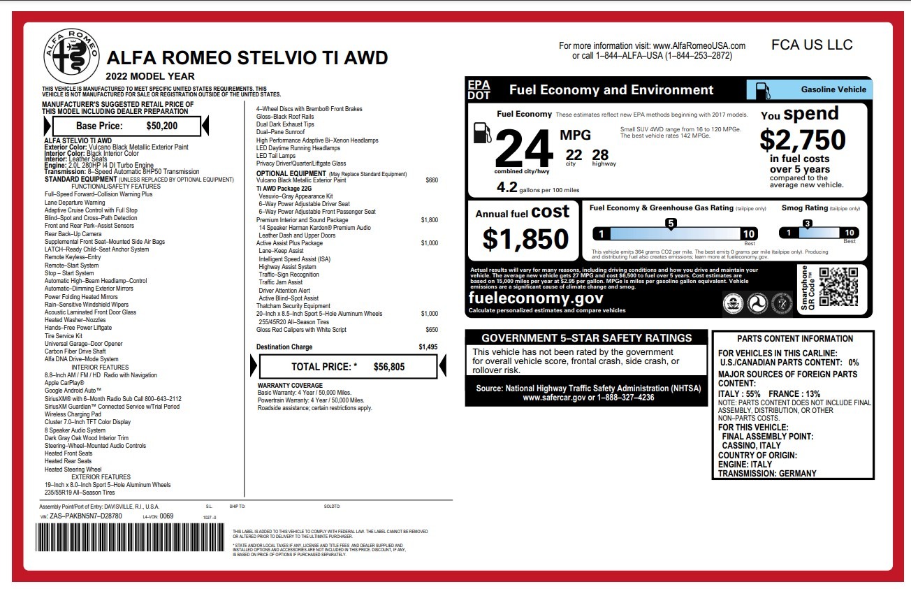 New 2022 Alfa Romeo Stelvio Ti | St. Petersburg, FL