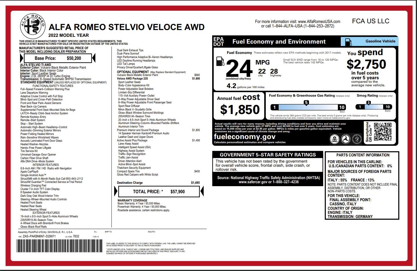 New 2022 Alfa Romeo Stelvio Veloce | St. Petersburg, FL