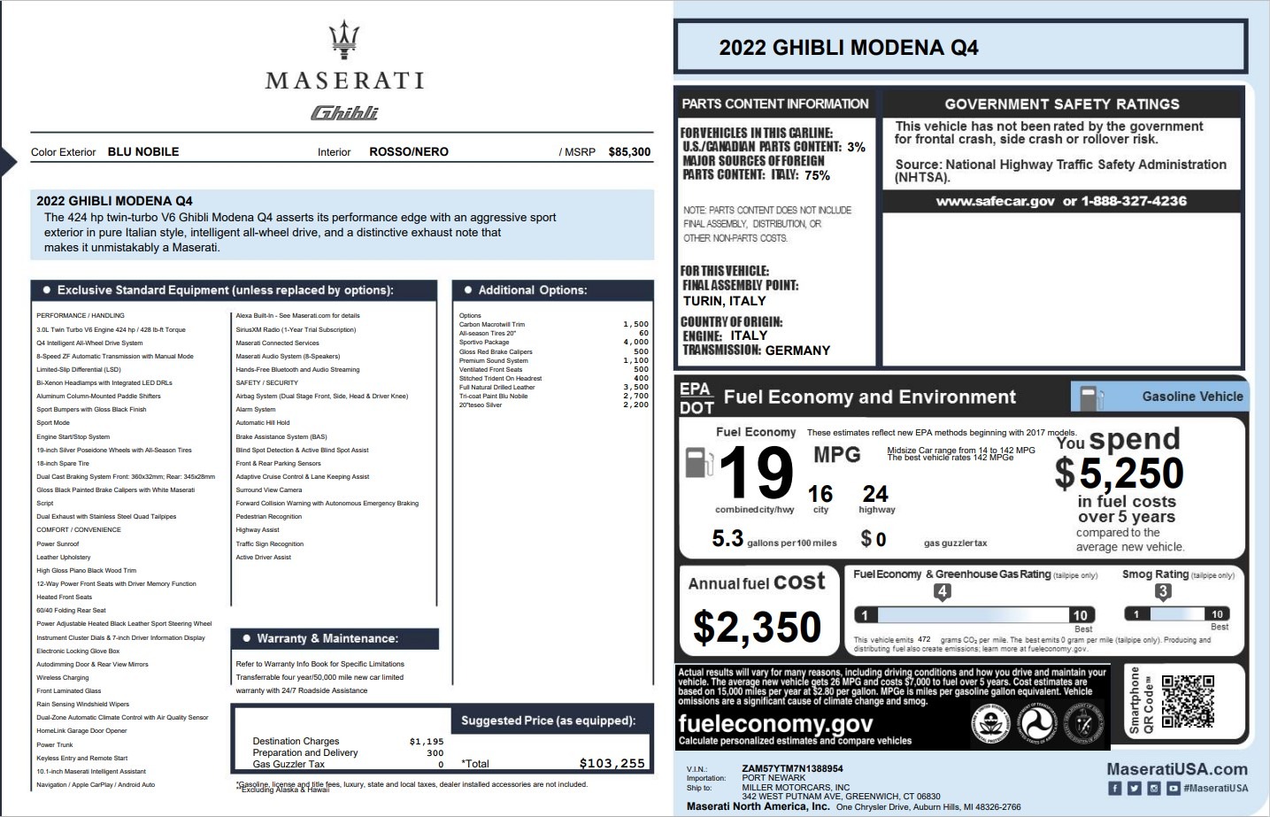 New 2022 Maserati Ghibli Modena Q4 | St. Petersburg, FL