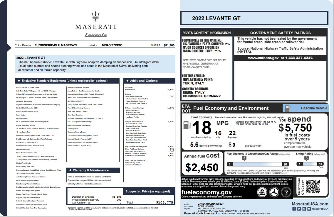 New 2022 Maserati Levante GT | St. Petersburg, FL