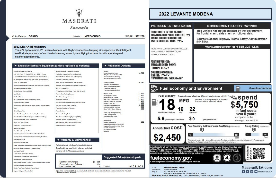New 2022 Maserati Levante Modena | St. Petersburg, FL