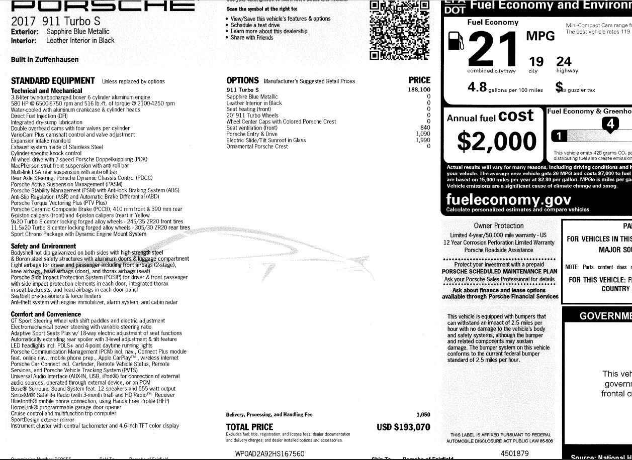 Used 2017 Porsche 911 Turbo S | St. Petersburg, FL