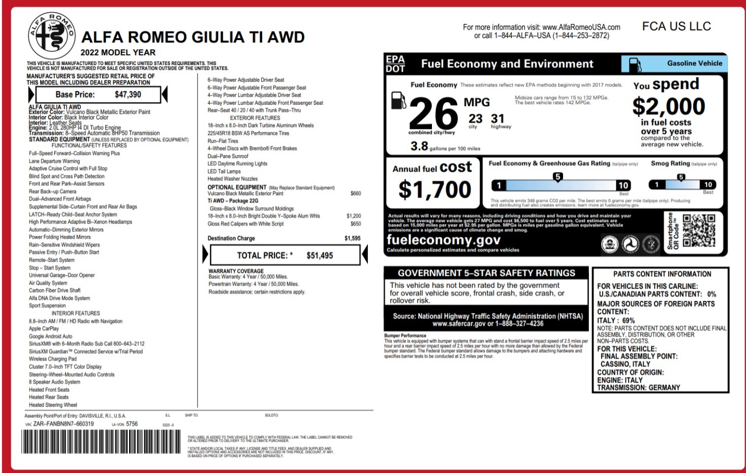 New 2022 Alfa Romeo Giulia Ti | St. Petersburg, FL